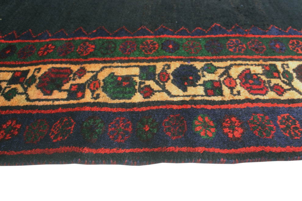 Fine Vintage Distressed Toobah Charcoal/Burgundy Rug, 5'4x8'9