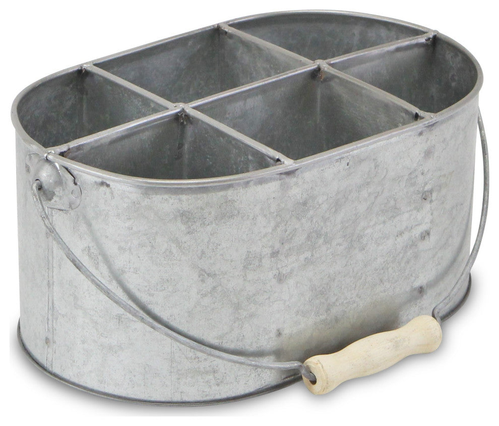 Six Slot Galvanized Metal Utensil Holder