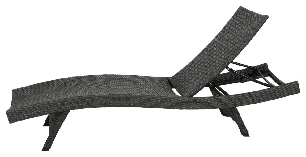 GDF Studio Soleil Outdoor Gray Wicker Arm Chaise Lounges, Set of 2