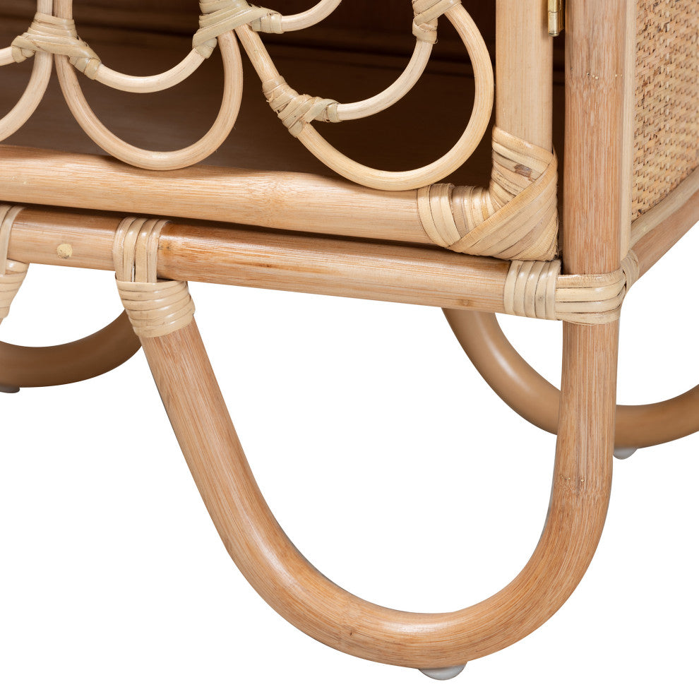 Acelin Modern Bohemian Natural Brown Rattan Nightstand