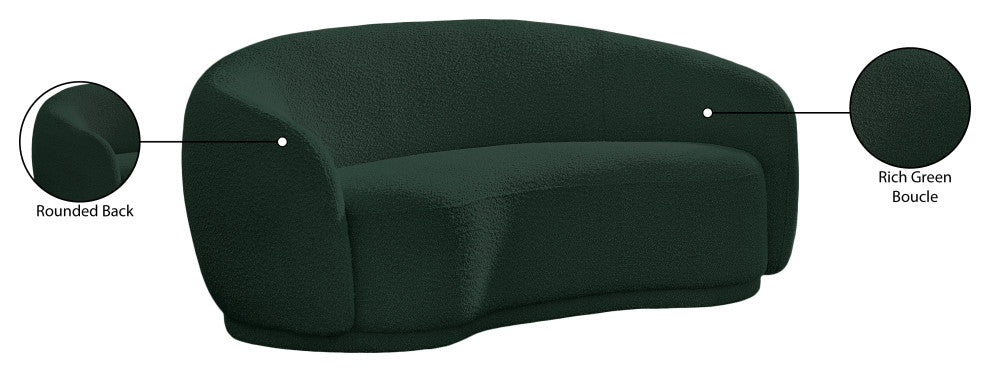 Hyde Boucle Fabric Upholstered, Green, Loveseat
