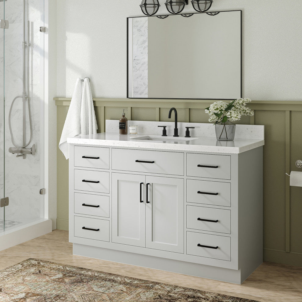 Ariel Hepburn 54" Single Rectangle Sink Vanity, Carrara Quartz