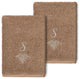 Linum Home Turkish Cotton Monica 2-Piece Embellished Washcloth Set, Latte