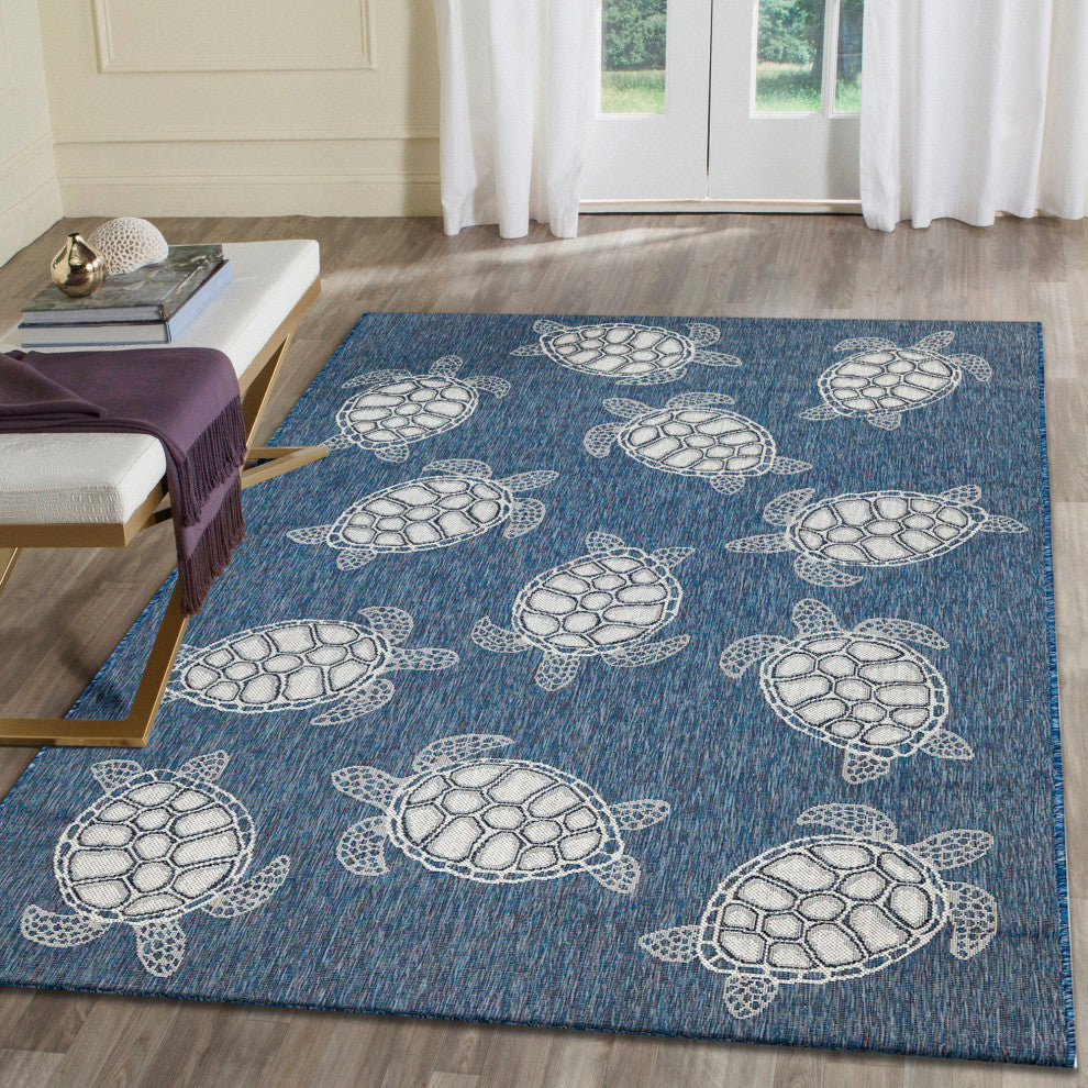Carmel Seaturtles Indoor/Outdoor Rug, Navy, 6'6"x9'3"