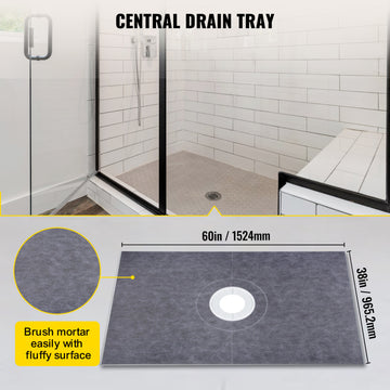 VEVOR Shower Curb Kit Watertight Shower Pan, 38x60 Inch