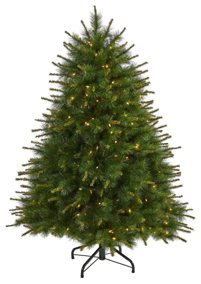 5' New England Pine Faux Xmas Tree W/ 200 Clear Lights and 492 Bendable Branches