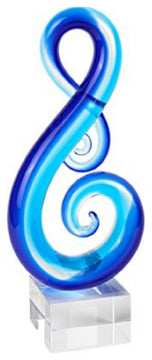 HomeRoots Stylish Light Blue Musical Clef Glass Sculpture