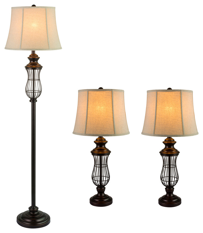 Fangio Lighting Iron Metal 3-Piece Lamp Set