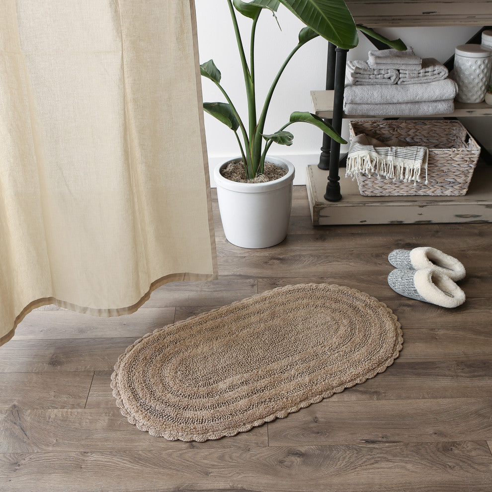 Stone Large Oval Crochet Bath Mat