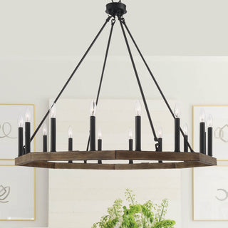 16-Light Octagonal Chandelier, California Walnut/Classic Black
