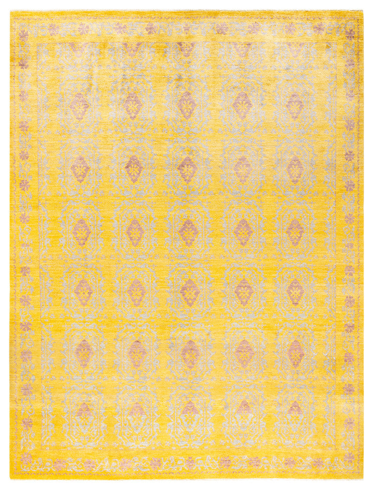 Eclectic, One-of-a-Kind Hand-Knotted Area Rug Light Blue, 9'1"x12'1"