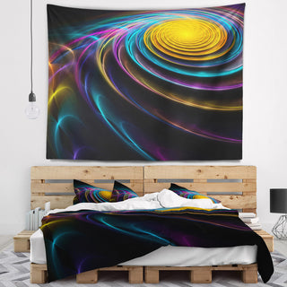 Fractal 3D Colored Bulgy Circles Abstract Wall Tapestry, 39"x32"