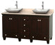 Acclaim Espresso Double Vanity, 60", Avalon White Carrera Marble, Ivory Marble