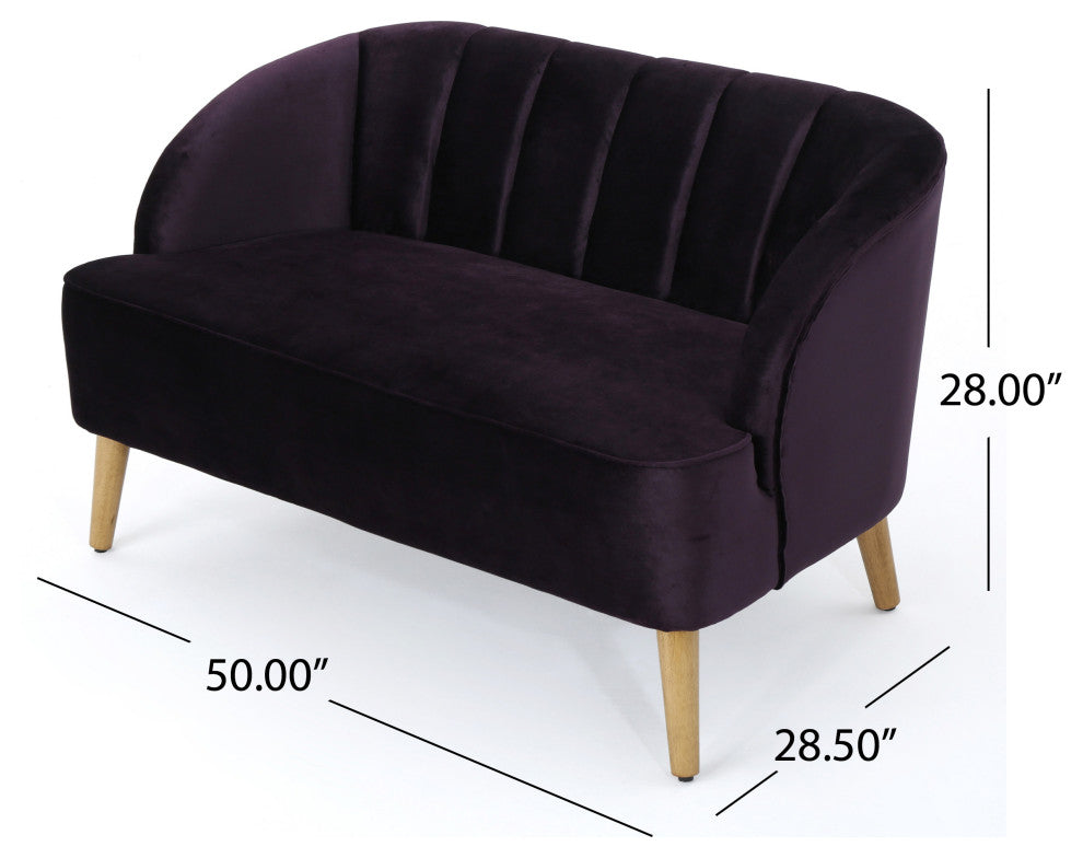 GDF Studio 3-Piece Scarlett Modern New Velvet Loveseat Club Chair Set, Blackberr