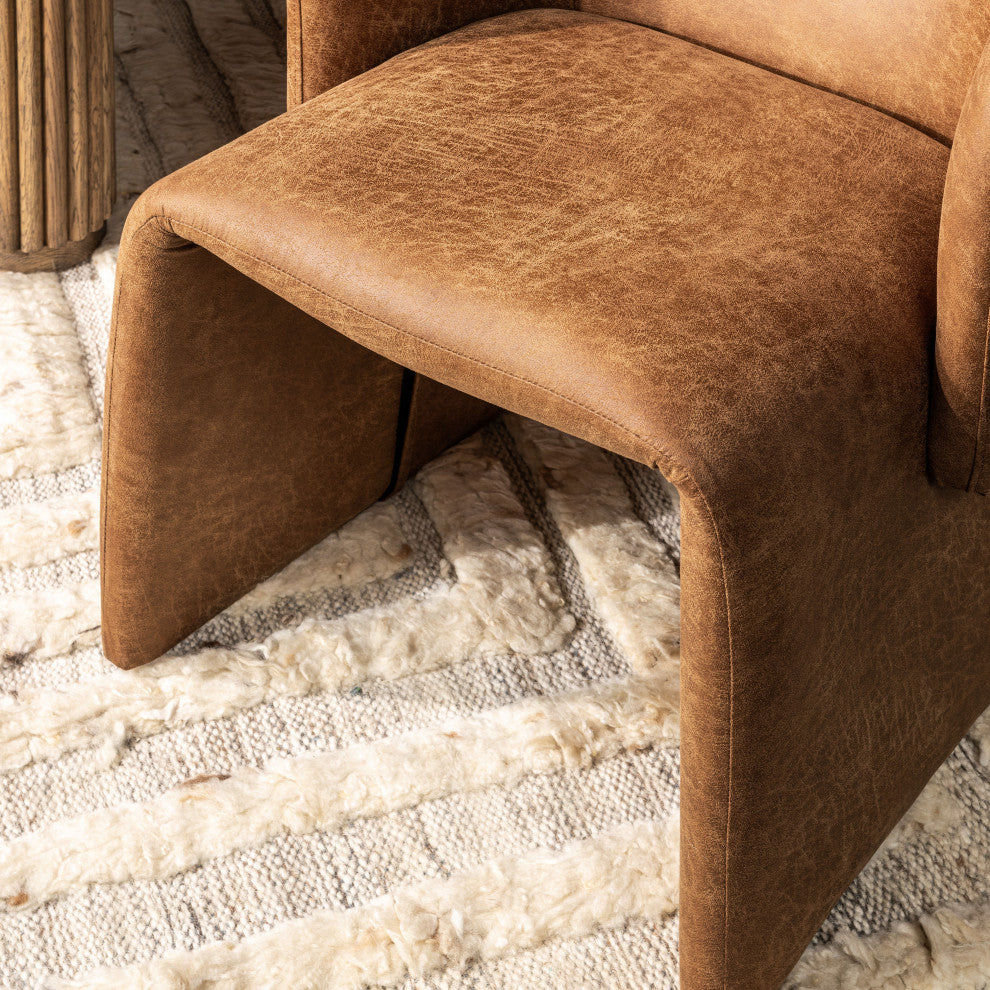 Halstead Upholstered Fabric Dining Chair, Cognac Leather
