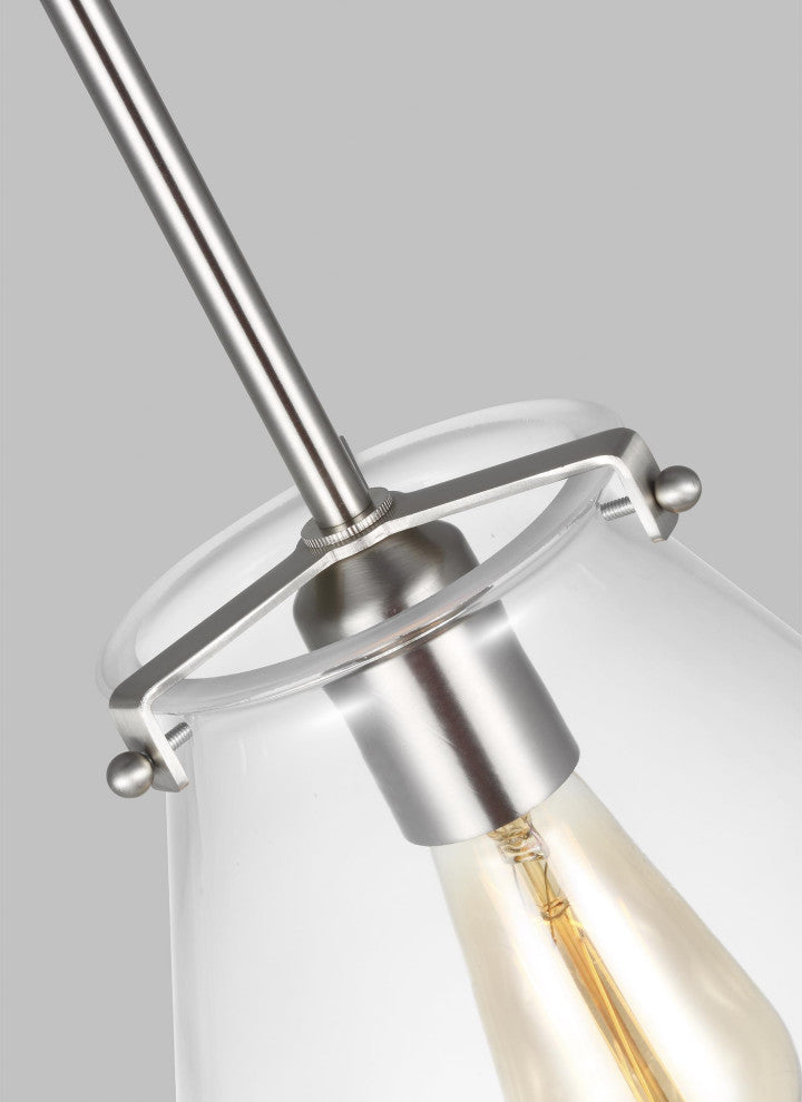 Kate One Light Cone Pendant, Brushed Nickel