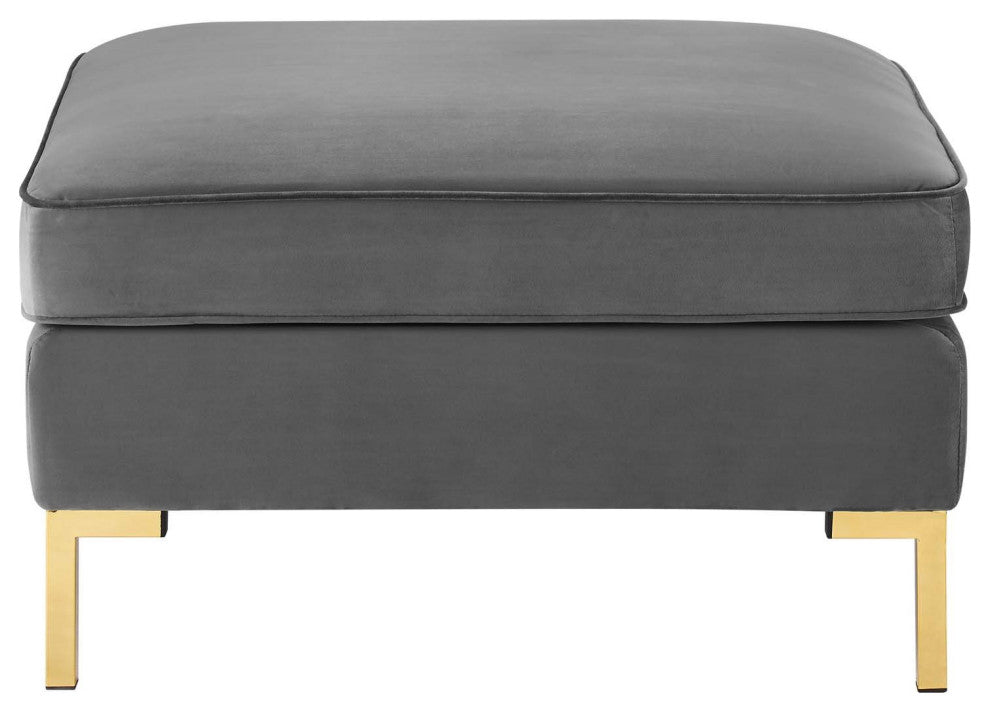 Accent Chair Ottoman, Velvet, Gray, Modern, Living Lounge Hotel Hospitality