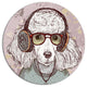 Funny Hipster Poodle With Glasses, Animal Art Disc Metal Wall Art, 23"