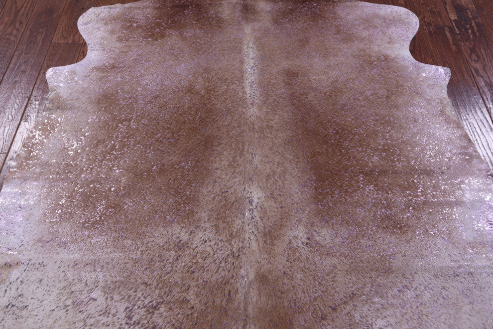 6' 1" X 6' 2" Pink Metallic Cowhide Rug C2117