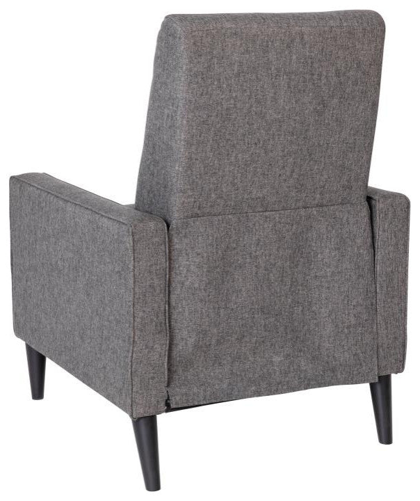 Ezra Upholstered Button Tufted Pushback Recliner, Gray