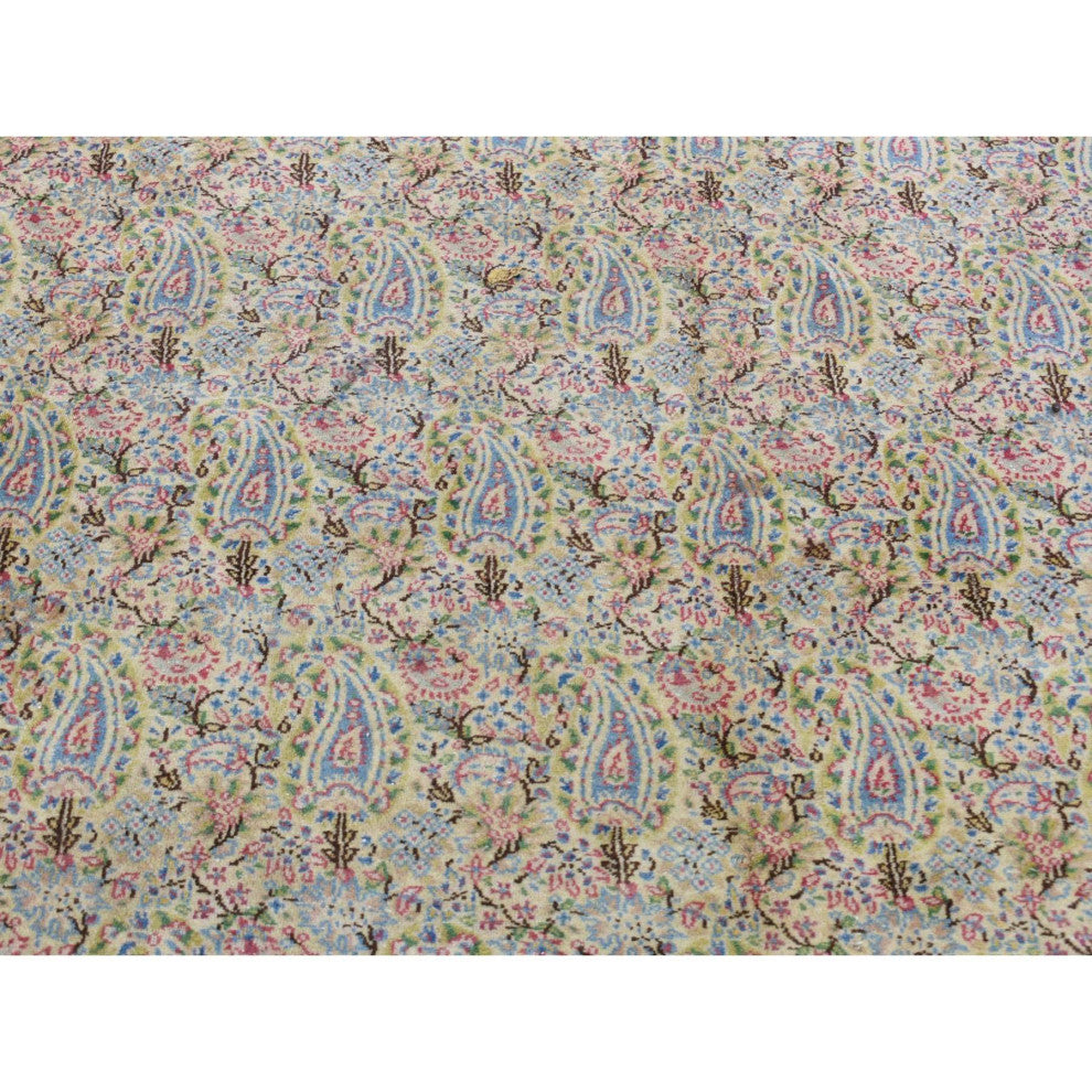 Ivory Antique Persian Kerman, Full Pile Exc Condition Wool Rug, 10'0" x 13'0"