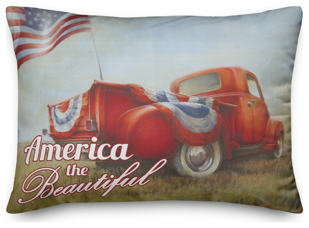 Patriotic Truck 14x20 Throw Pillow