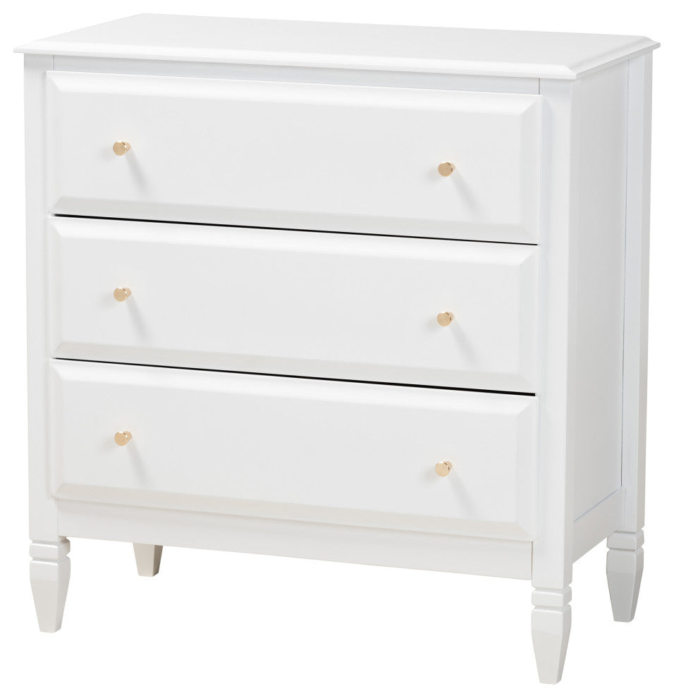 Elise Classic and Transitional White Finished Wood Twin Size 3-Piece Bedroom Set