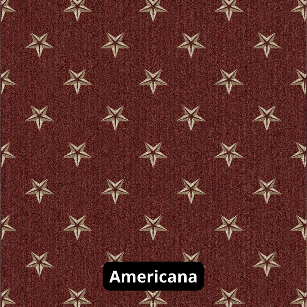 Star Pattern 3/8 Thick Indoor Area Rug Carpet, Americana, 7x9