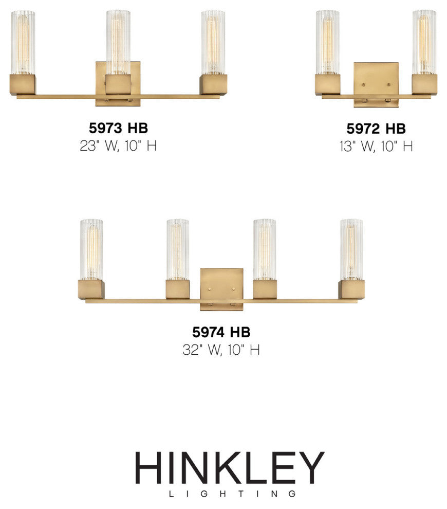 Hinkley Xander Small Two Light Vanity, Heritage Brass