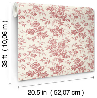 Anemone Toile French Red Wallpaper
