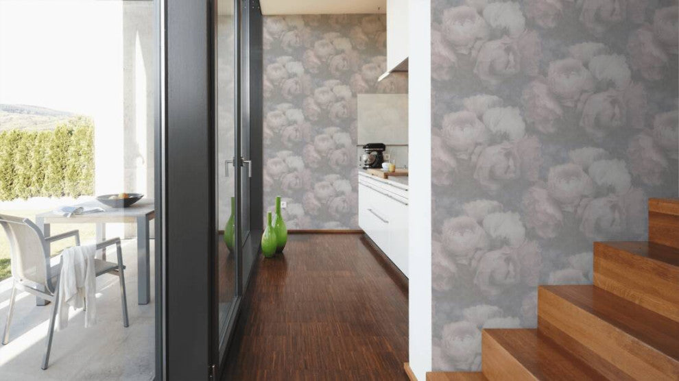 Floral Textured Wallpaper Featuring Peonies, 373923