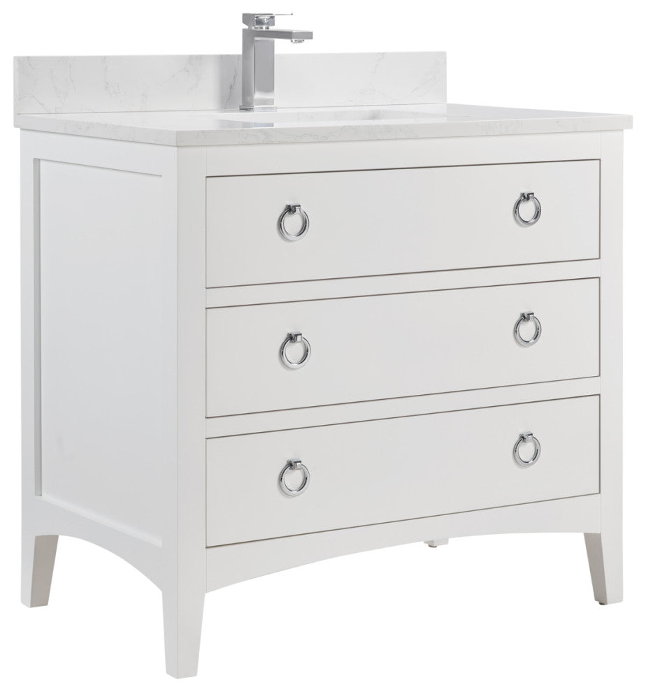 Legion Furniture WS2518 Series Bathroom Sink Vanity, White, 36", Artificial Stone Top, Single Sink