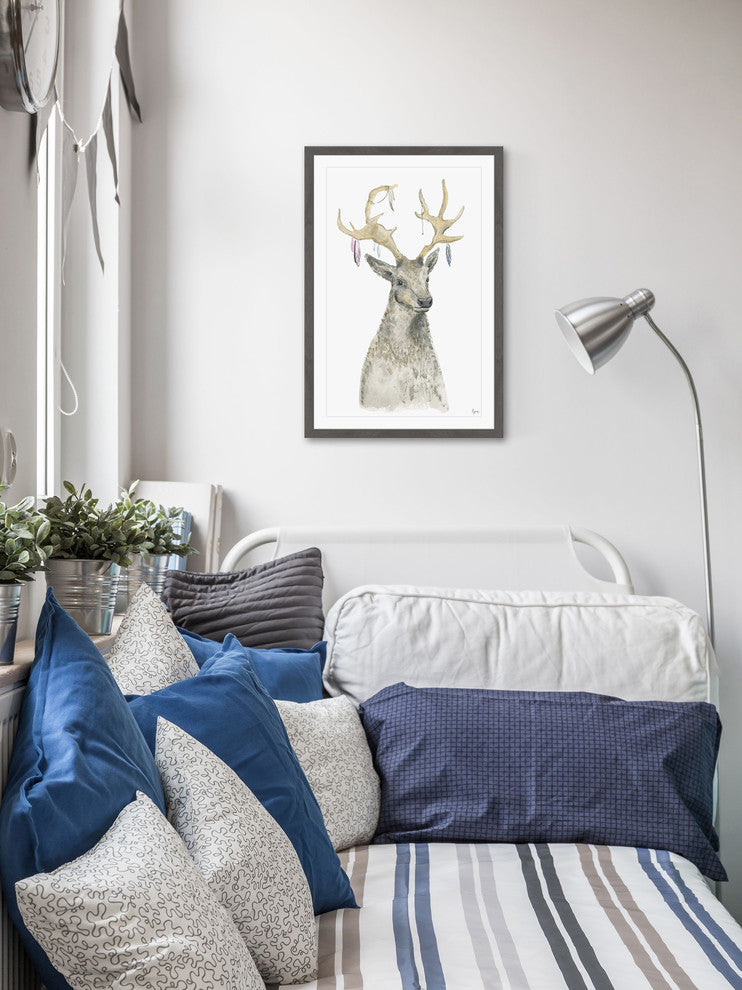 "Adorned Reindeer" Framed Painting Print, 24"x36"