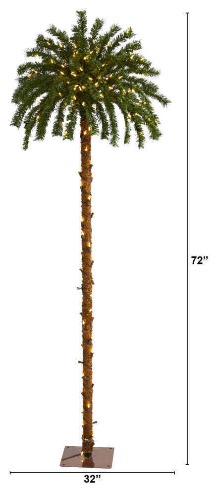 Nearly Natural 6ï¿½ Christmas Palm Artificial Tree with 200 Warm White LED Lights