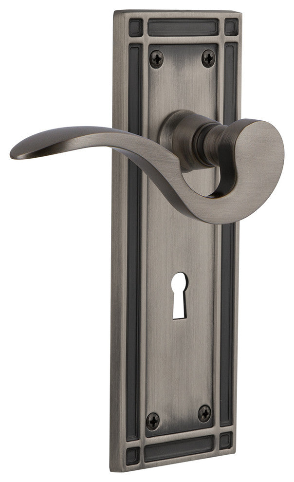 Mission Plate With Keyhole Manor Lever, Antique Pewter, Privacy, Non-Handed