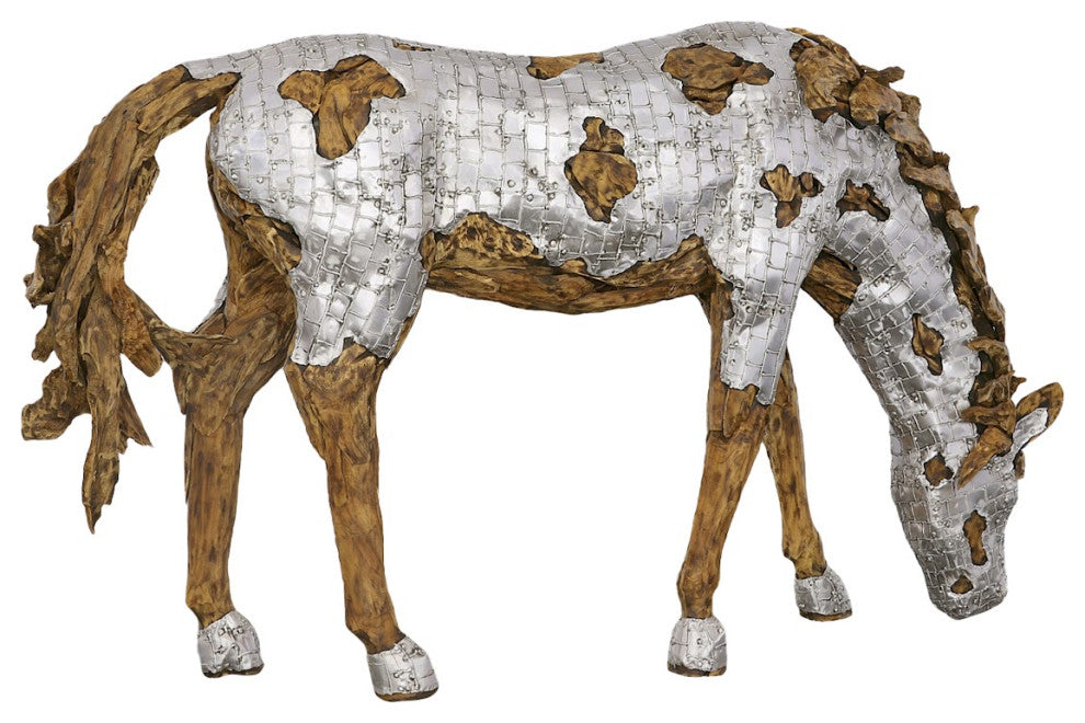 Mustang Horse Armored Sculpture, Grazing