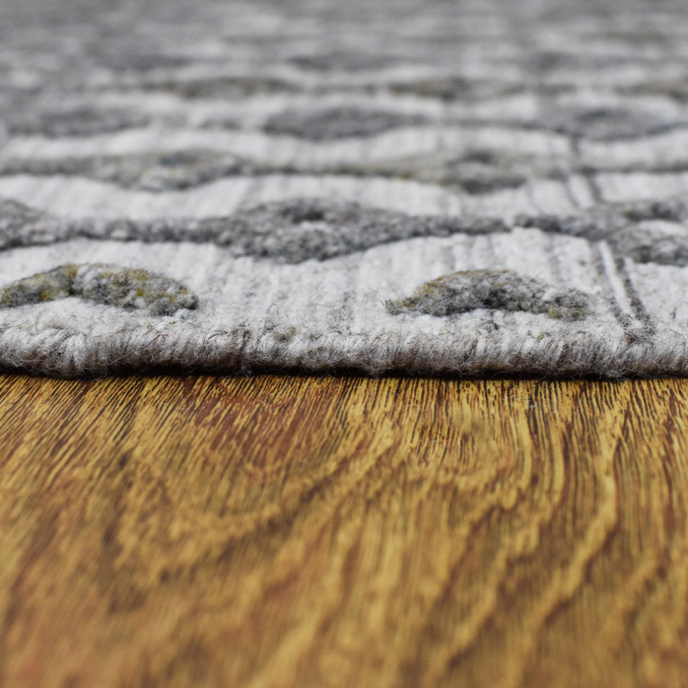 HAND WOVEN FLAT WEAVE KILIM POLYESTER AREA RUGS -Rectangle,Gray,Contemporary, [Rectangle] 8'x10'