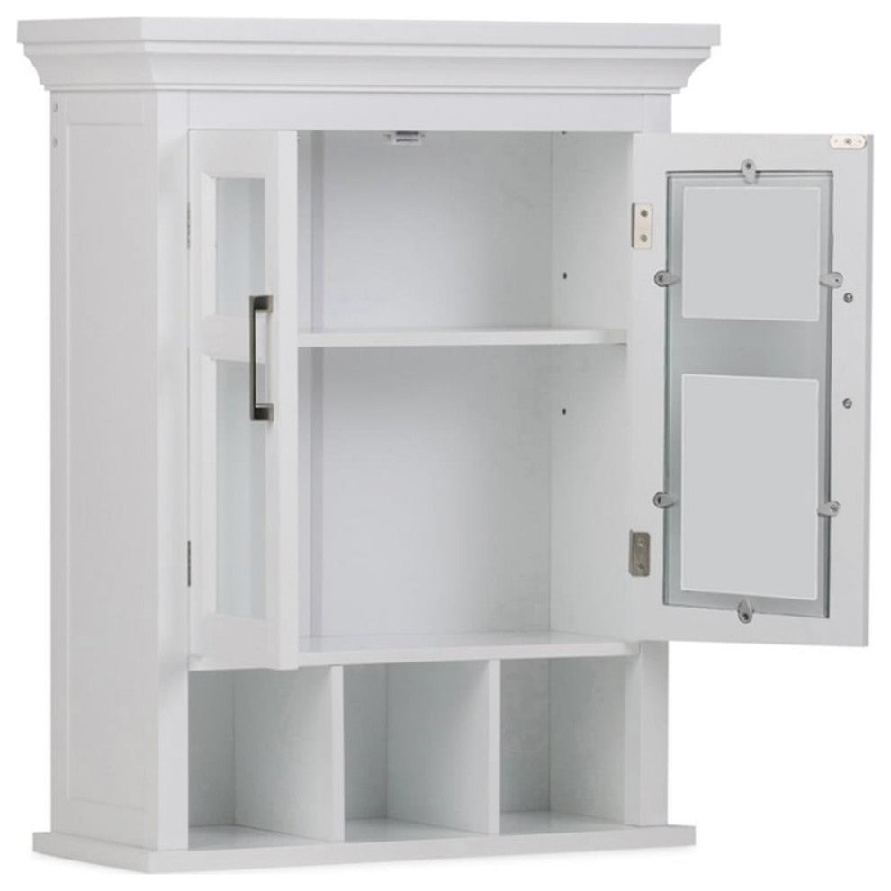 Avington Wood Double Door Wall Medicine Cabinet in Pure White