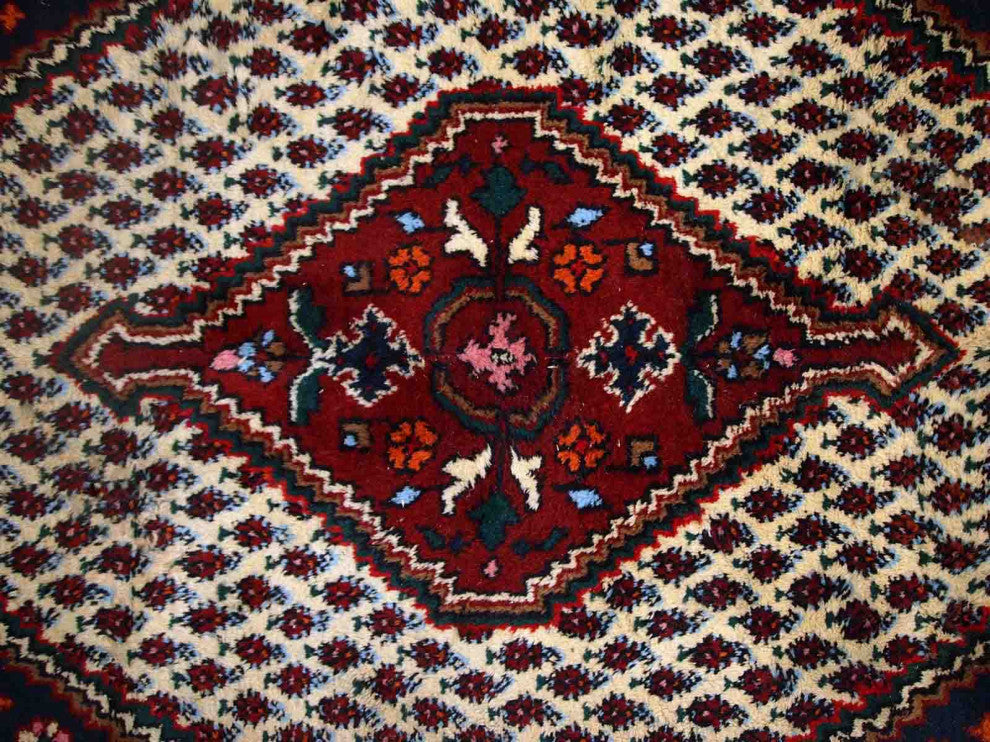 Handmade Vintage Persian Hamadan Rug, 5.7'x7.9', 175cmx240cm 1970s