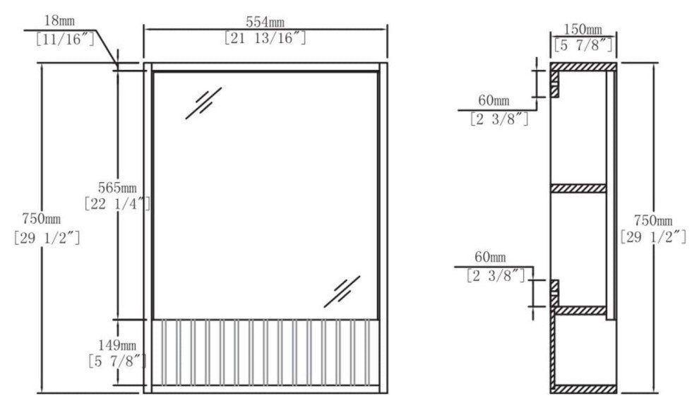 Venezian 18" Medicine Cabinet, White, 22"