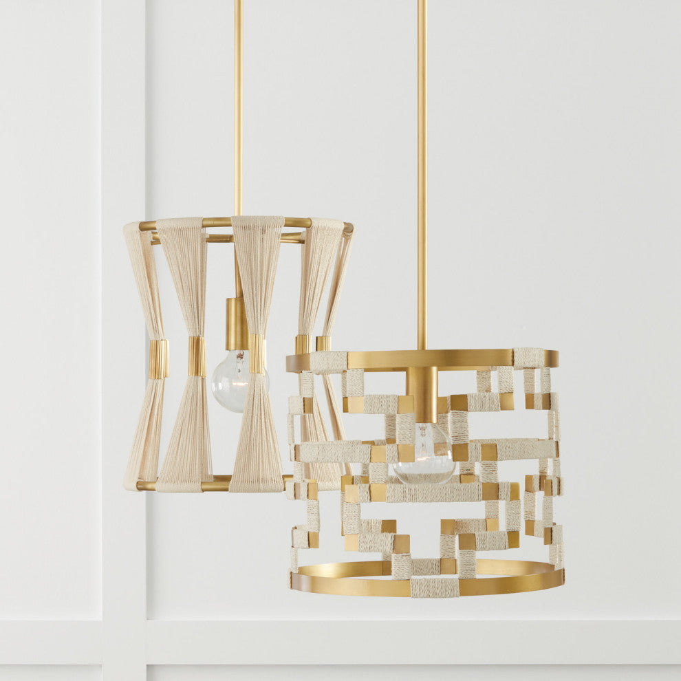 Capital Lighting 341111 Bianca 12"W Pendant - Black Rope / Patinaed Brass