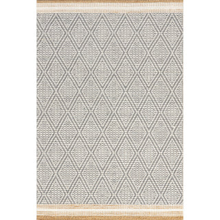 Nuloom Laura Bohemian Trellis Wool and Jute Rug, Ivory 4' x 6'