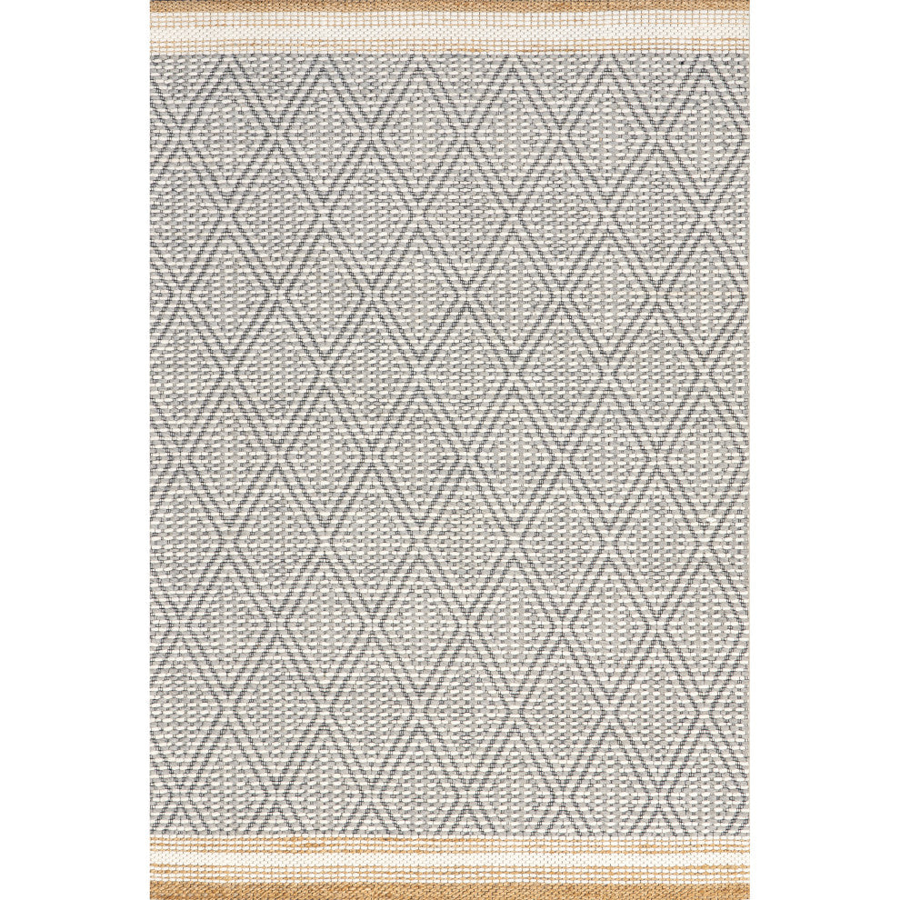 Nuloom Laura Bohemian Trellis Wool and Jute Rug, Ivory 4' x 6'