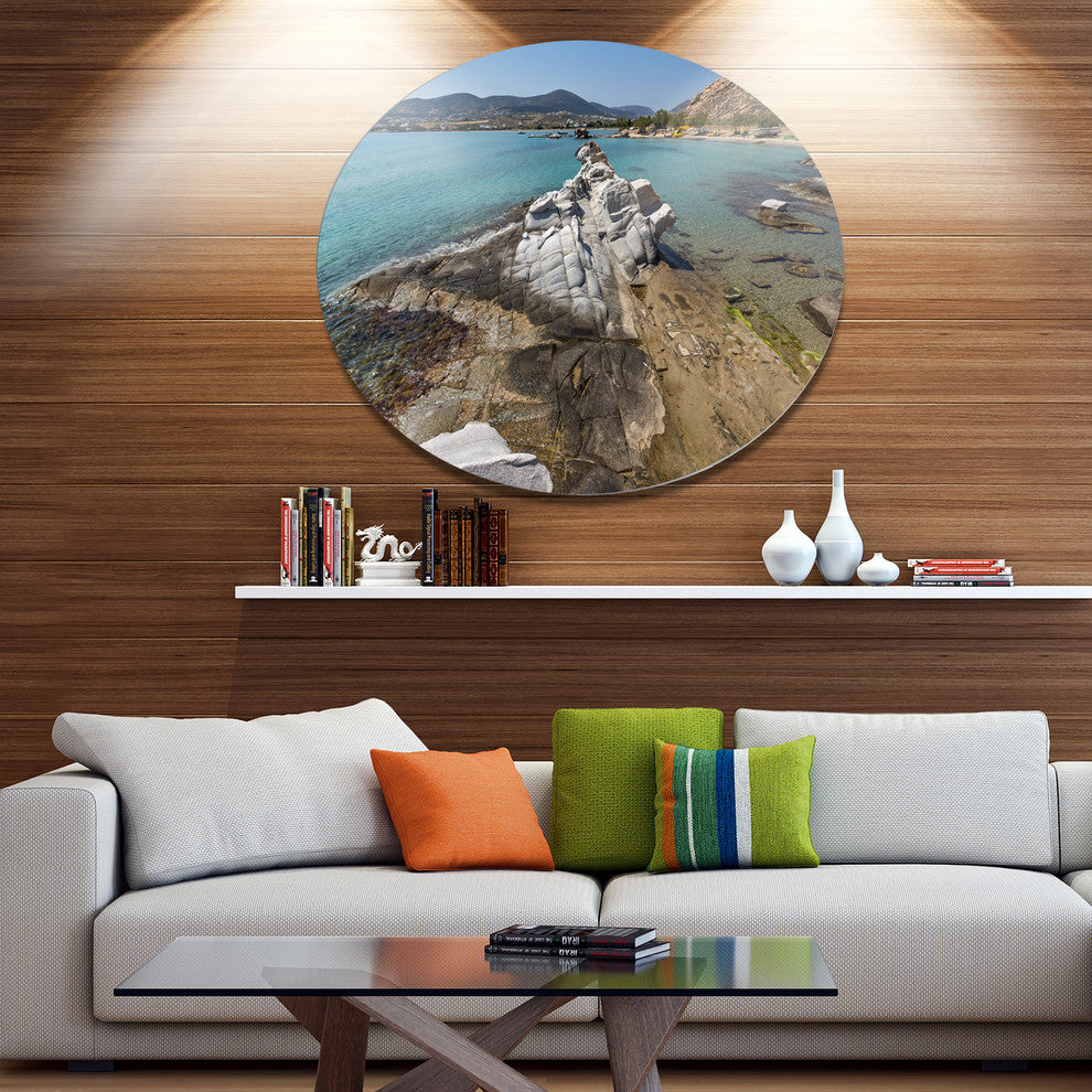 Clean Waters And Rock Formations, Landscape Disc Metal Wall Art, 11"