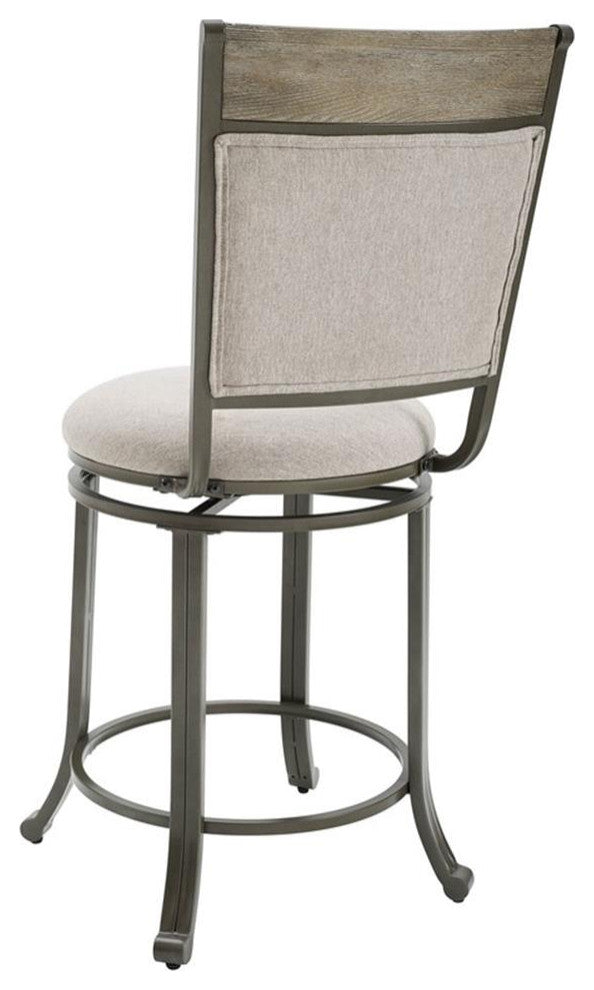 Linon Franklin Swivel Upholstered Counter Stool Steel Frame in Pewter