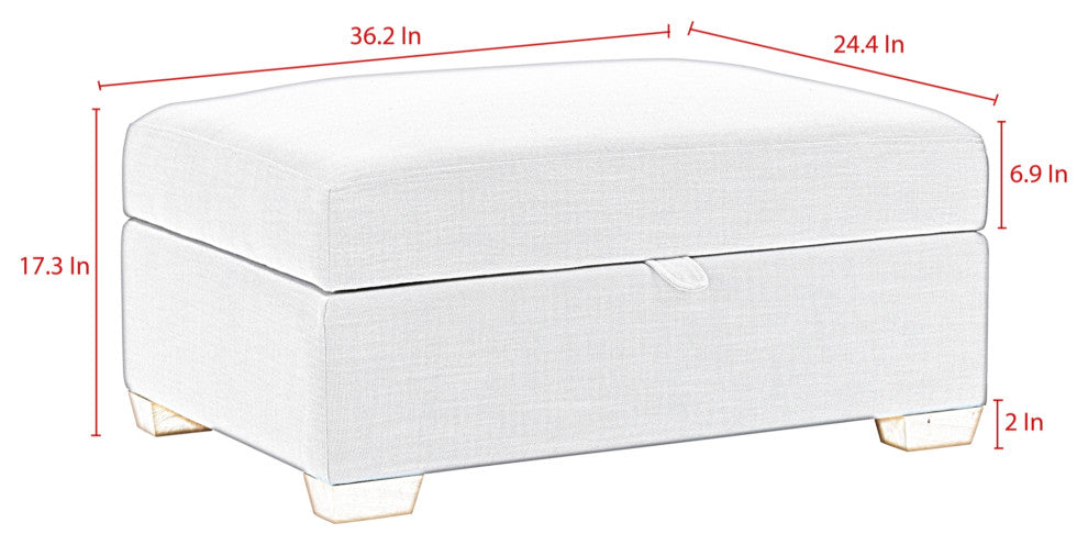 Rustic Manor Yaseen Ottoman Upholstered, Linen, Pink