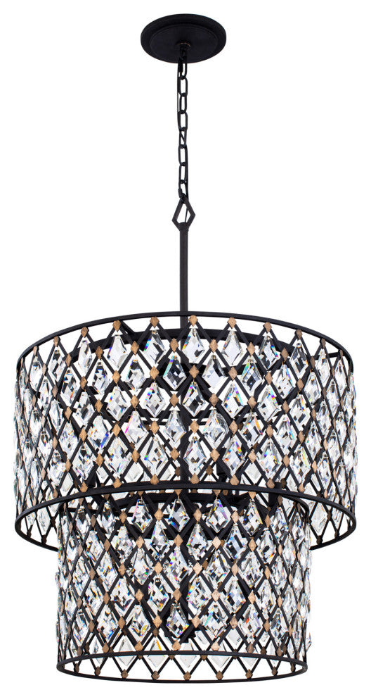 Windsor 7-Lt 2-Tier Crystal Chandelier - Carbon/Havana Gold