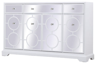 60" Mirrored Credenza, White