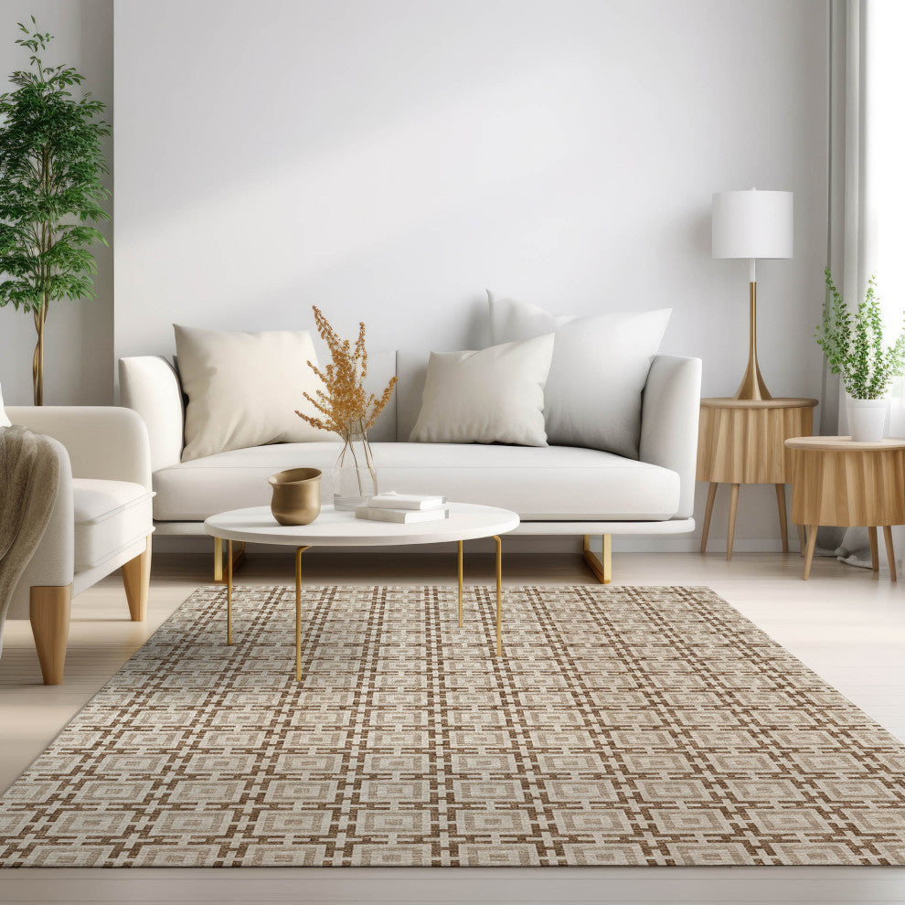 Indoor/Outdoor Marlo MO1 Taupe Machine Washable 10' x 14' Rug