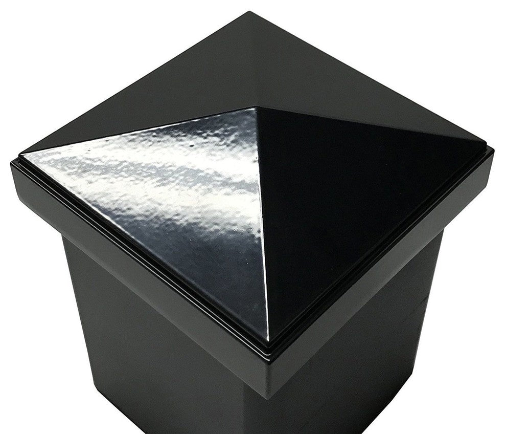 4"x4" Aluminium Pyramid Post Cap for Metal Posts, Pressure Fit, Black (DHPPC40)